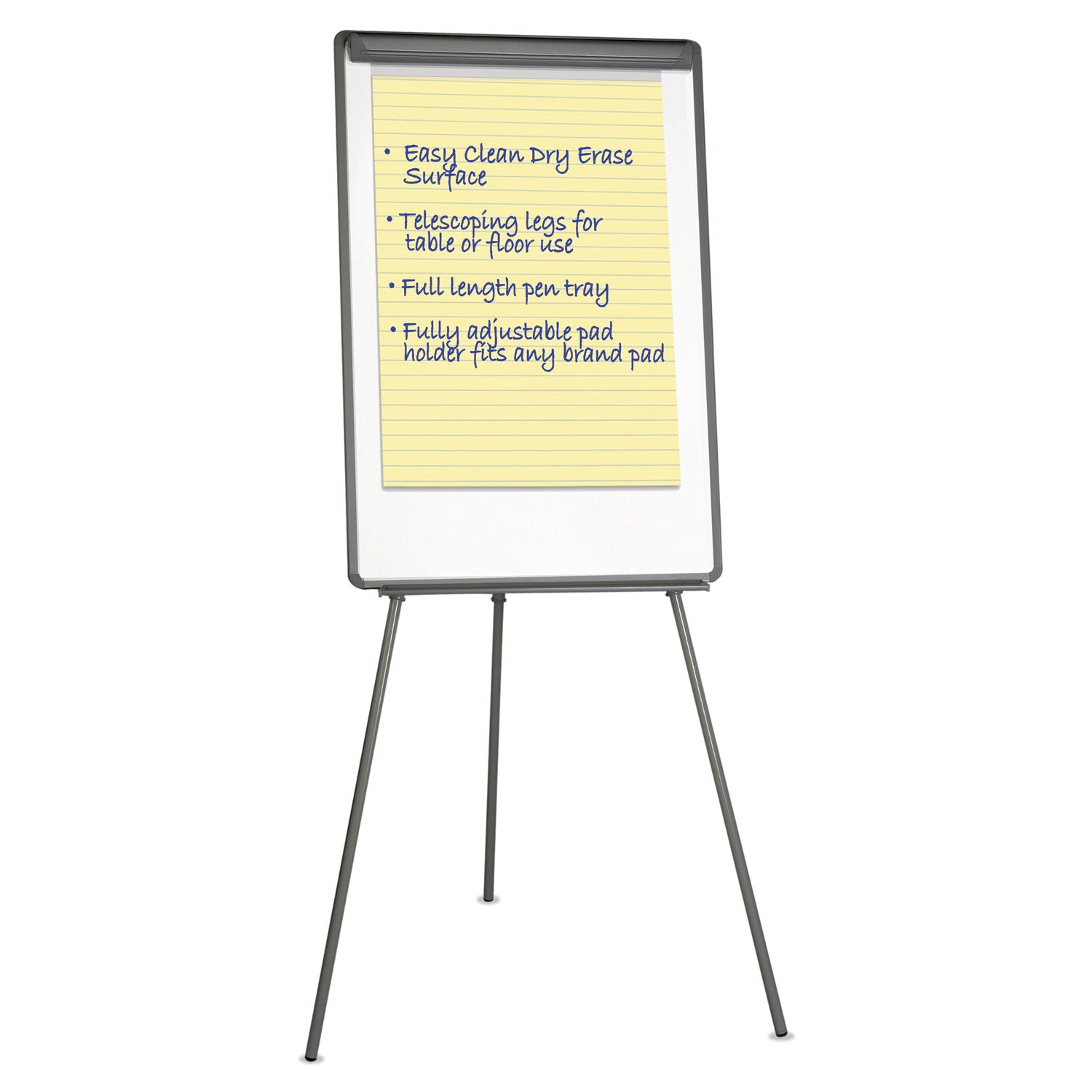 Dry Erase Board with Tripod Easel, 29 x 41, White Surface, Black Frame - 