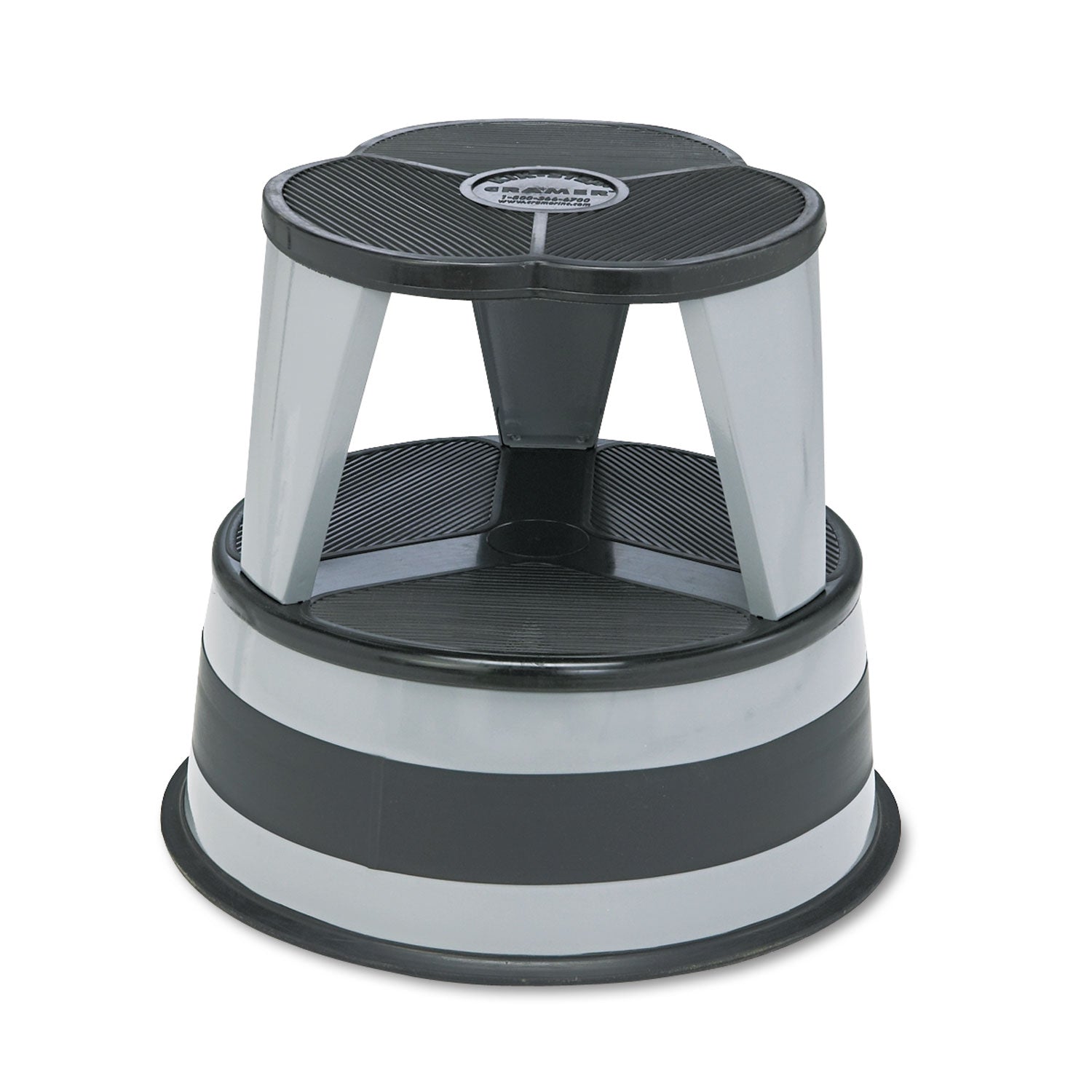 Kik-Step Steel Step Stool, 2-Step, 350 lb Capacity, 16" Diameter x 14.25"h, Slate - 
