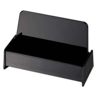 Business Card Holder, Holds 50 2 x 3.5 Cards, 3.75 x 1.81 x 1.38, Plastic, Black - 