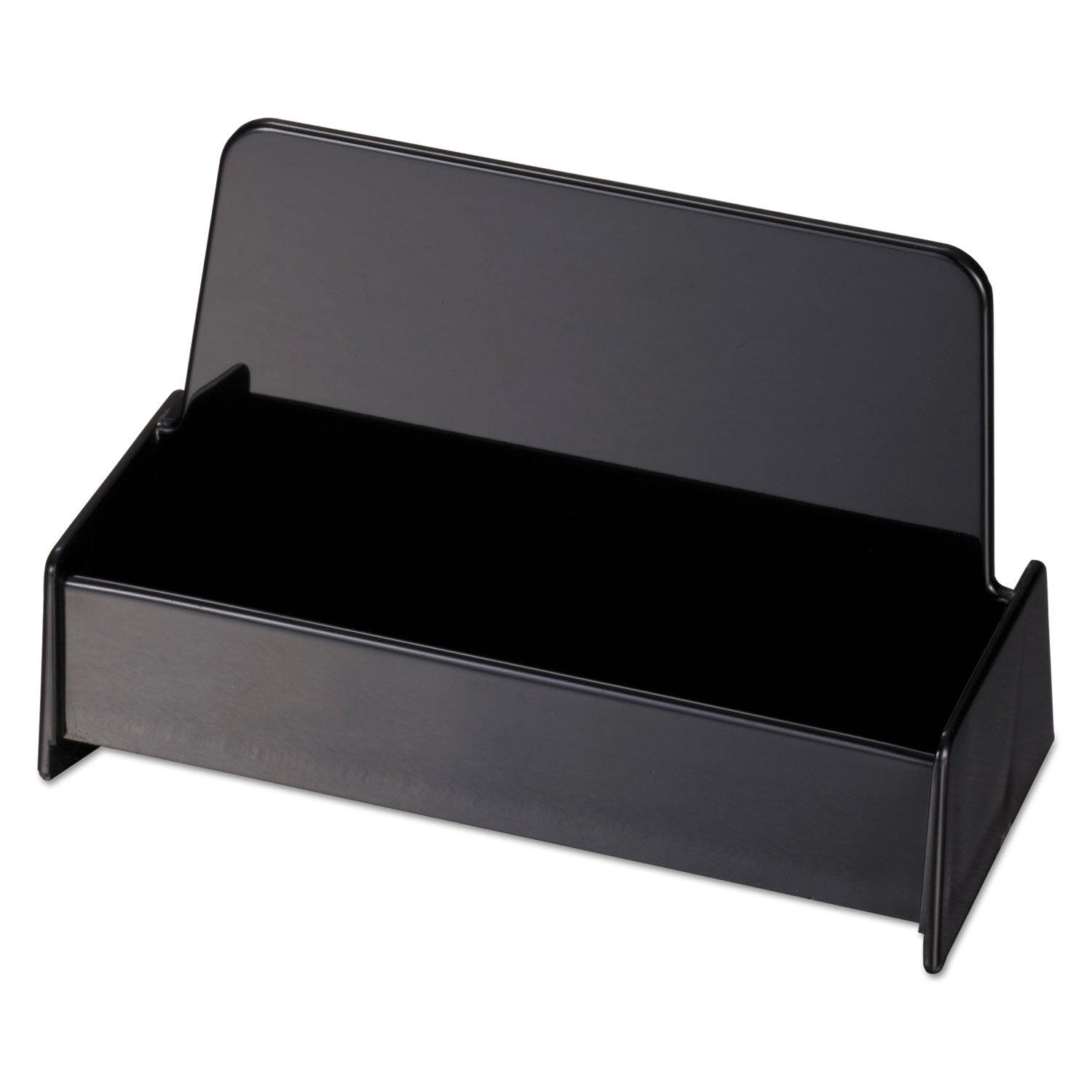 Business Card Holder, Holds 50 2 x 3.5 Cards, 3.75 x 1.81 x 1.38, Plastic, Black - 