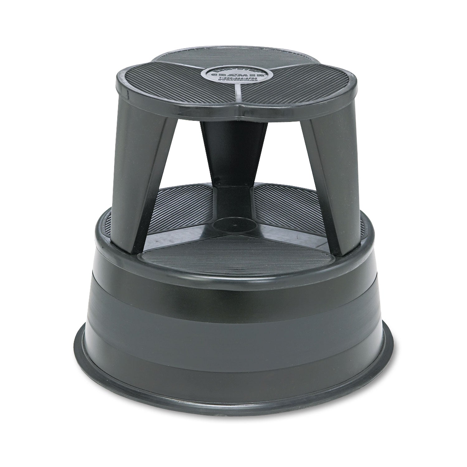Kik-Step Steel Step Stool, 2-Step, 350 lb Capacity, 16" Diameter x 14.25"h, Black - 