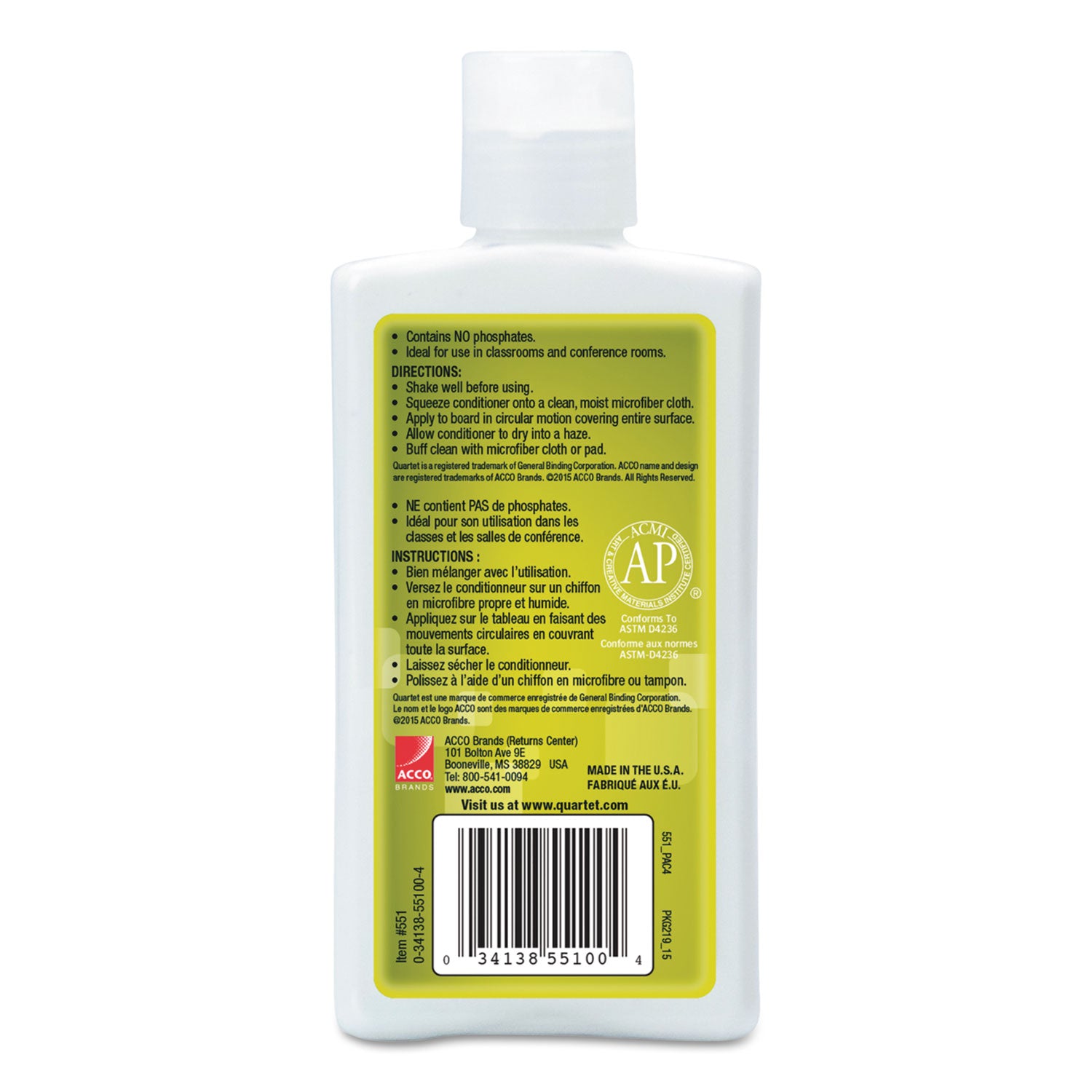 Whiteboard Conditioner/Cleaner for Dry Erase Boards, 8 oz Bottle - 