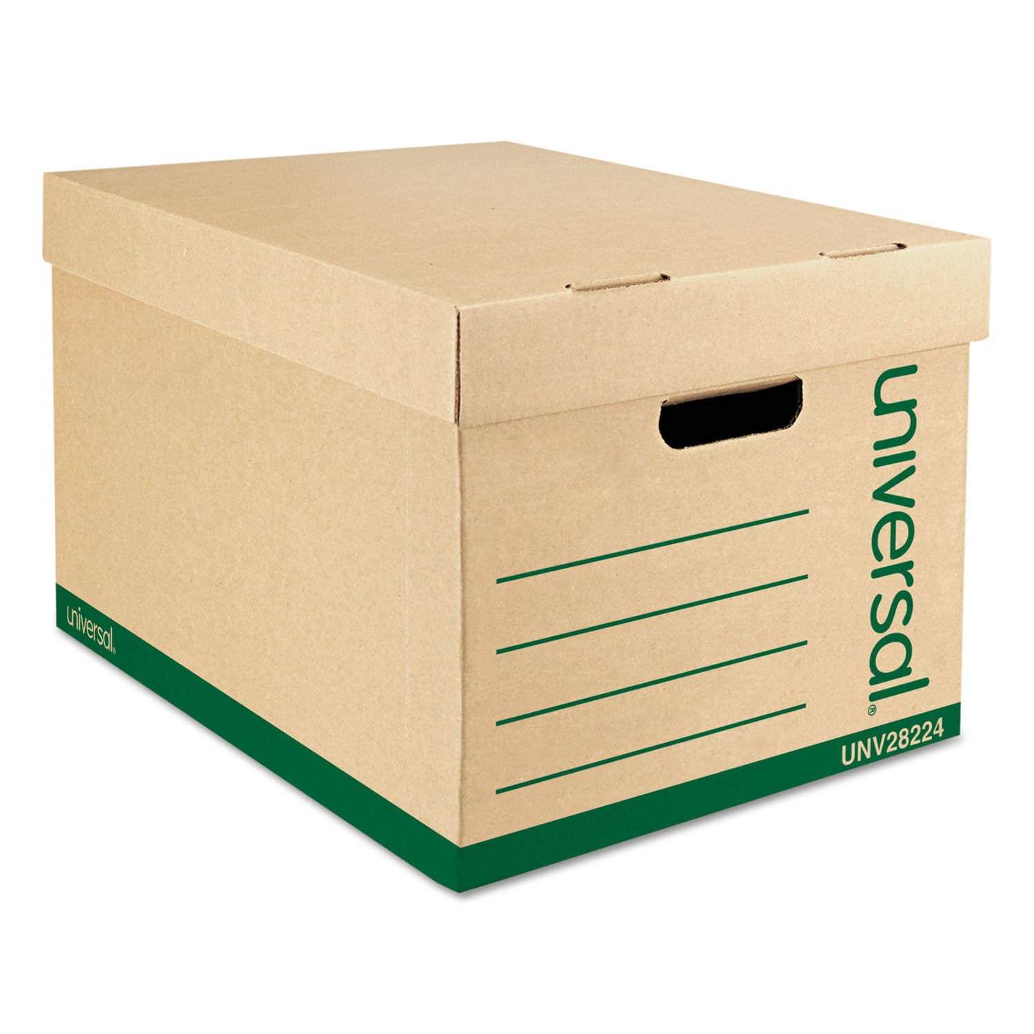 Recycled Heavy-Duty Record Storage Box, Letter/Legal Files, Kraft/Green, 12/Carton - 