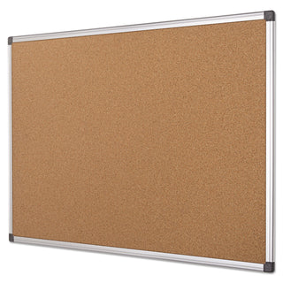 Value Cork Bulletin Board with Aluminum Frame, 24 x 36, Tan Surface, Silver Aluminum Frame - 