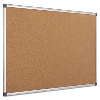 Value Cork Bulletin Board with Aluminum Frame, 24 x 36, Tan Surface, Silver Aluminum Frame - 