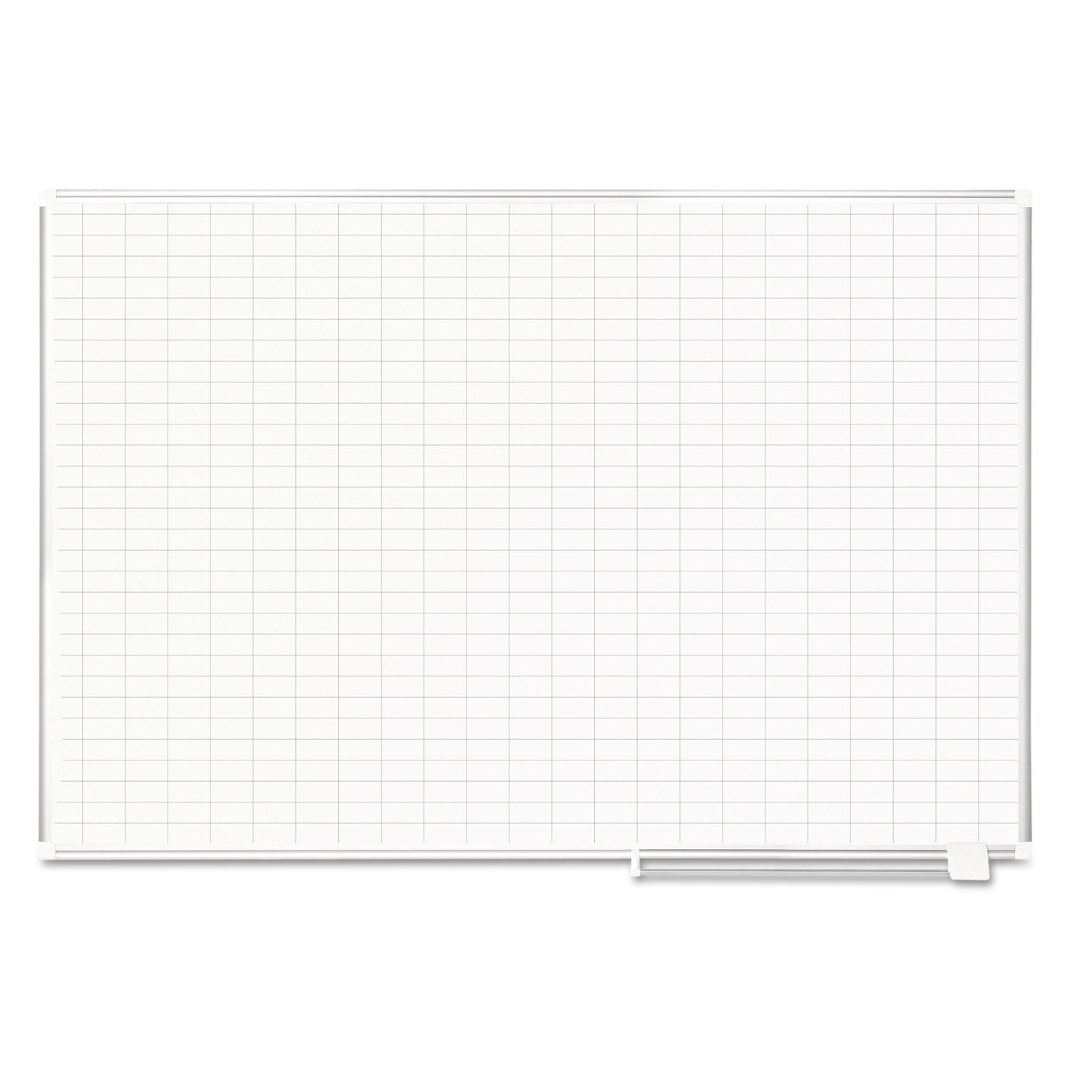 Gridded Magnetic Porcelain Dry Erase Planning Board, 1 x 2 Grid, 72 x 48, White Surface, Silver Aluminum Frame - 