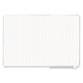 Gridded Magnetic Porcelain Dry Erase Planning Board, 1 x 2 Grid, 72 x 48, White Surface, Silver Aluminum Frame - 