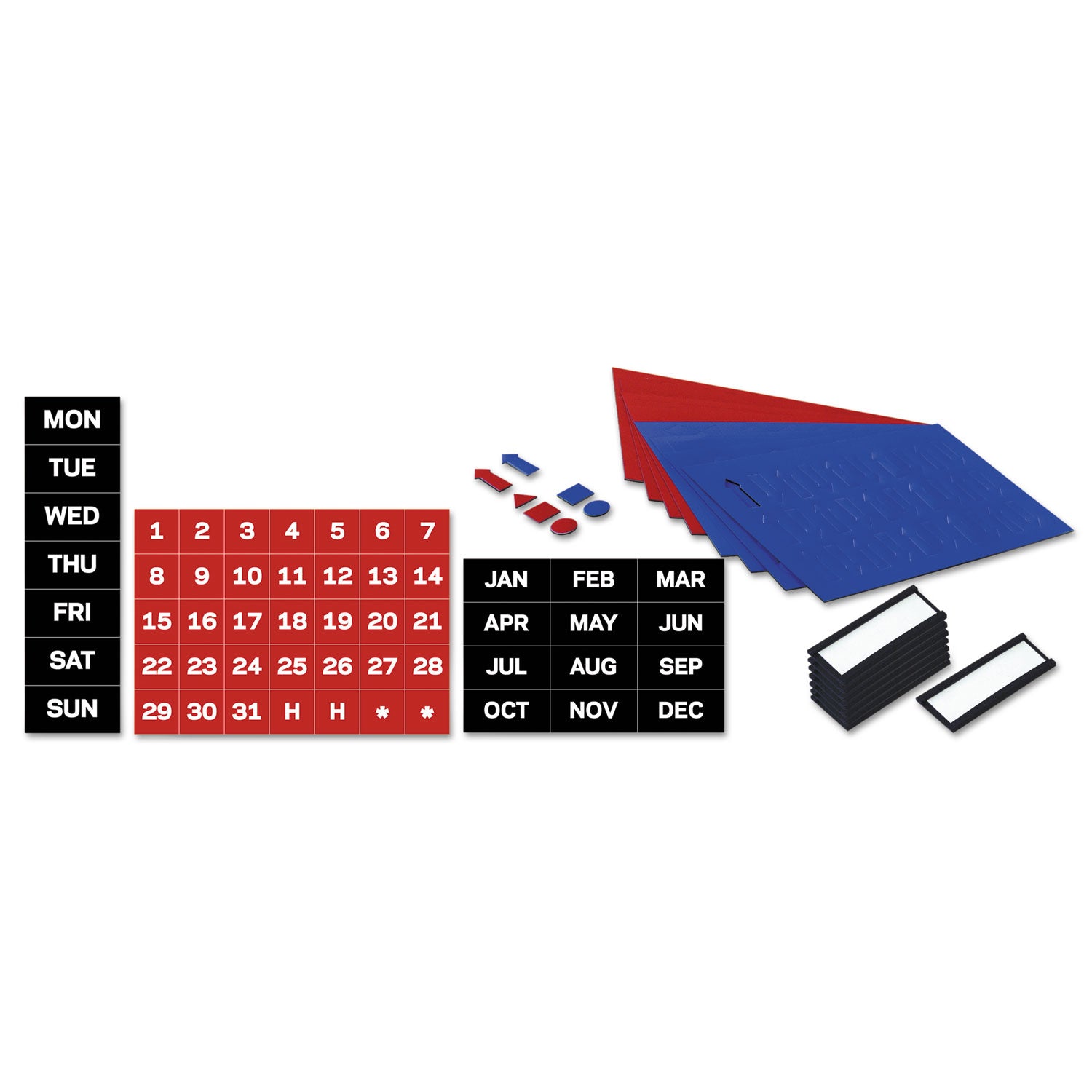 Gridded Magnetic Steel Dry Erase Planning Board with Accessories, 1 x 2 Grid, 36 x 24, White Surface, Silver Aluminum Frame - 