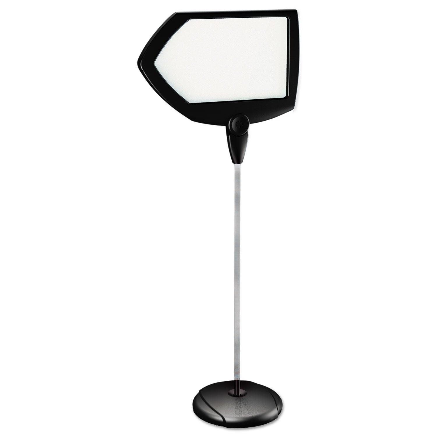 Floor Stand Sign Holder, Arrow, 25 x 17, 63" High, White Surface, Black Steel Frame - 