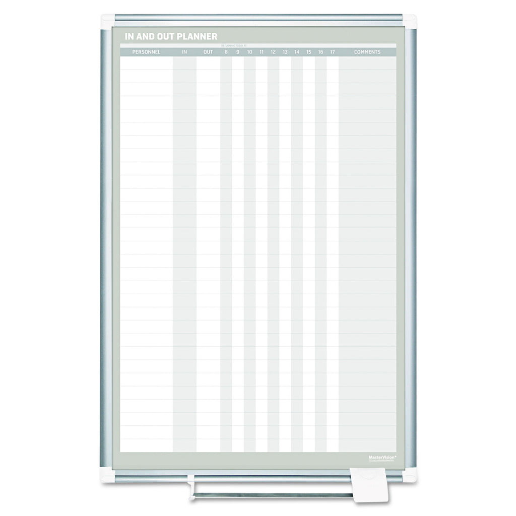 In-Out Magnetic Dry Erase Board, 24 x 36, White Surface, Silver Aluminum Frame - 