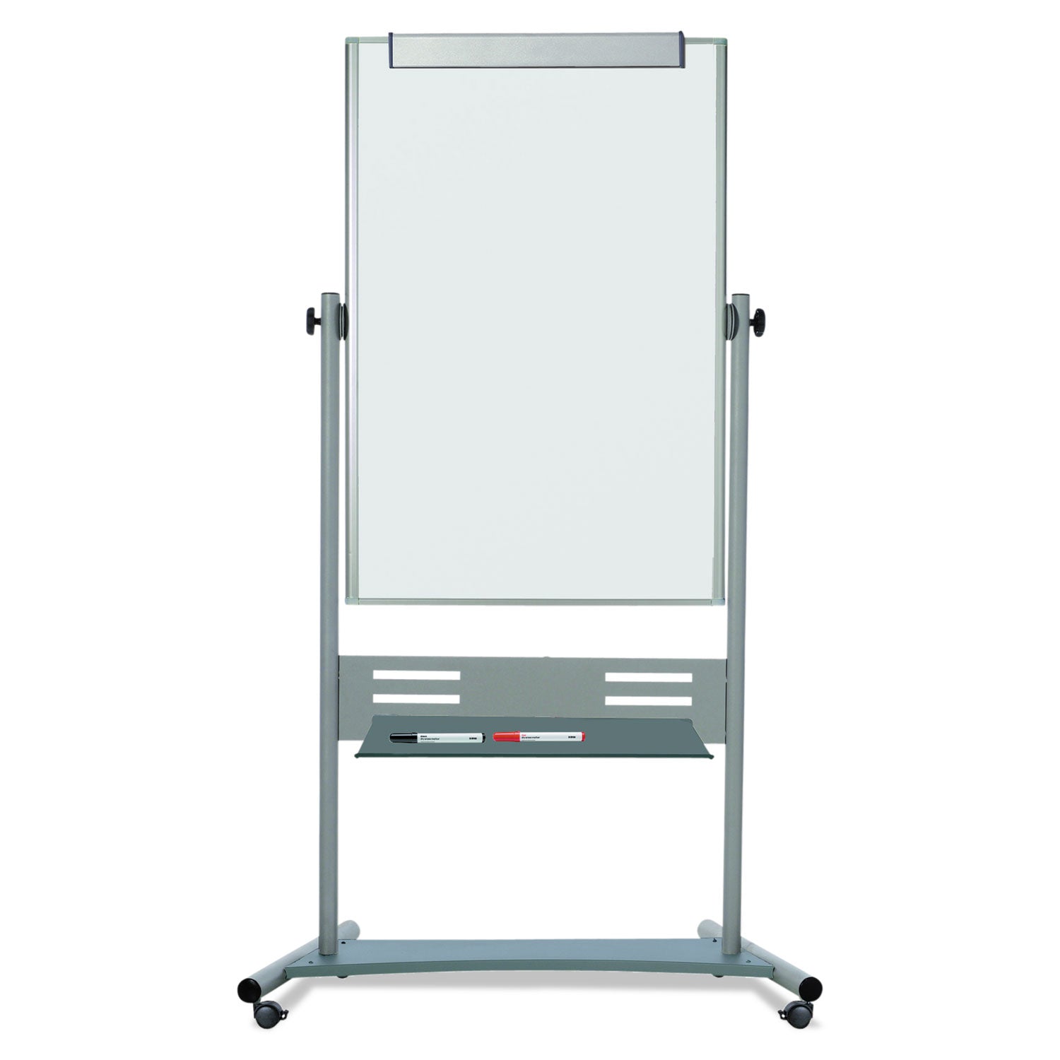 Revolver Easel, 35.4 x 47.2, 80" Tall Easel, Vertical Orientation, White Surface, Silver Aluminum Frame - 