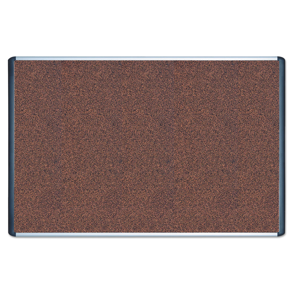 Tech Cork Board, 72 x 48, Tan Surface, Silver/Black Aluminum Frame
