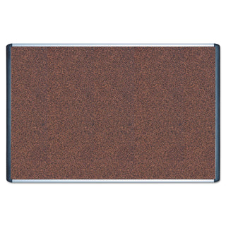 Tech Cork Board, 72 x 48, Tan Surface, Silver/Black Aluminum Frame