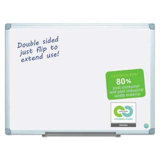 Earth Silver Easy-Clean Dry Erase Board, Reversible, 48 x 36, White Surface, Silver Aluminum Frame - 