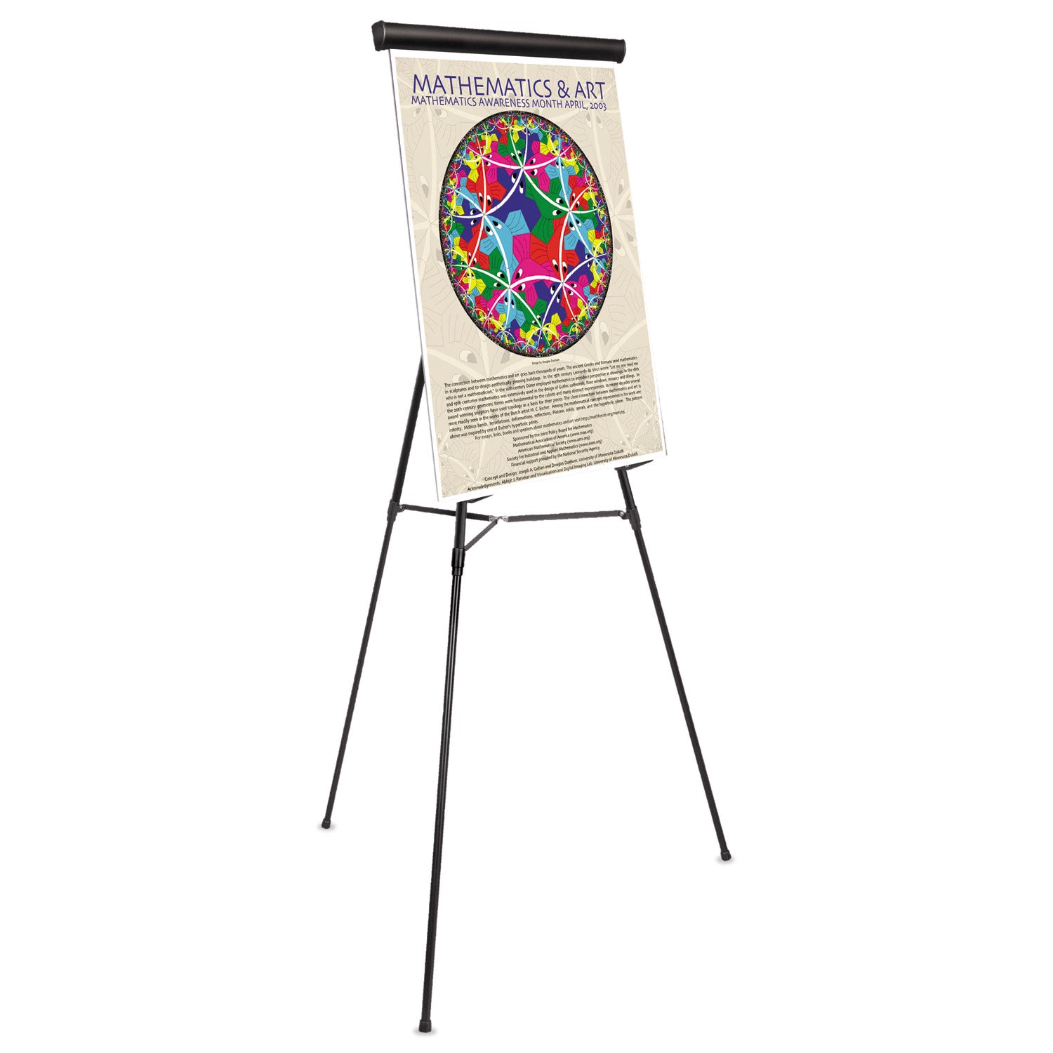 Telescoping Tripod Display Easel, Adjusts 38" to 69" High, Metal, Black - 