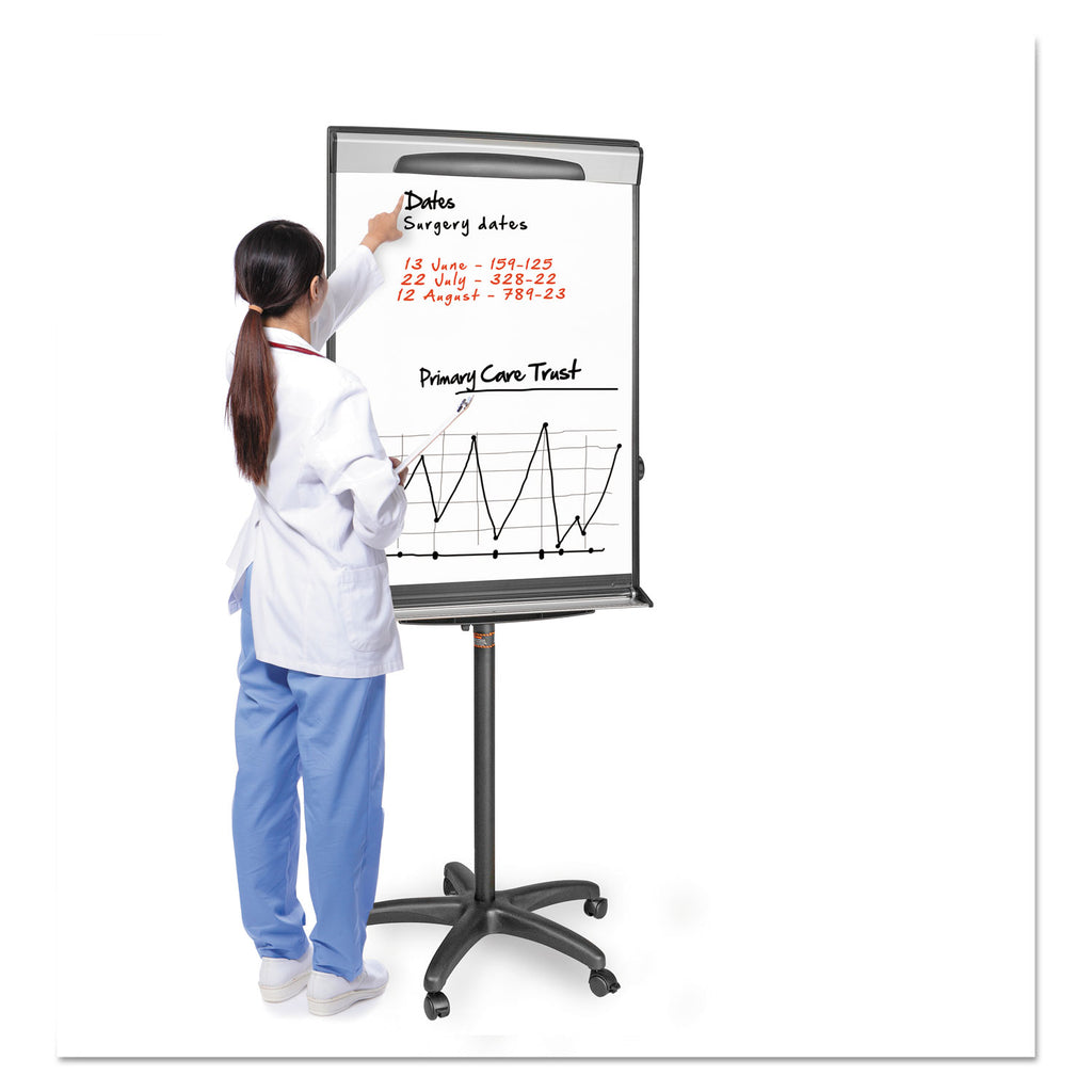 Tripod Extension Bar Magnetic Dry-Erase Easel, 69" to 78" High, Black/Silver