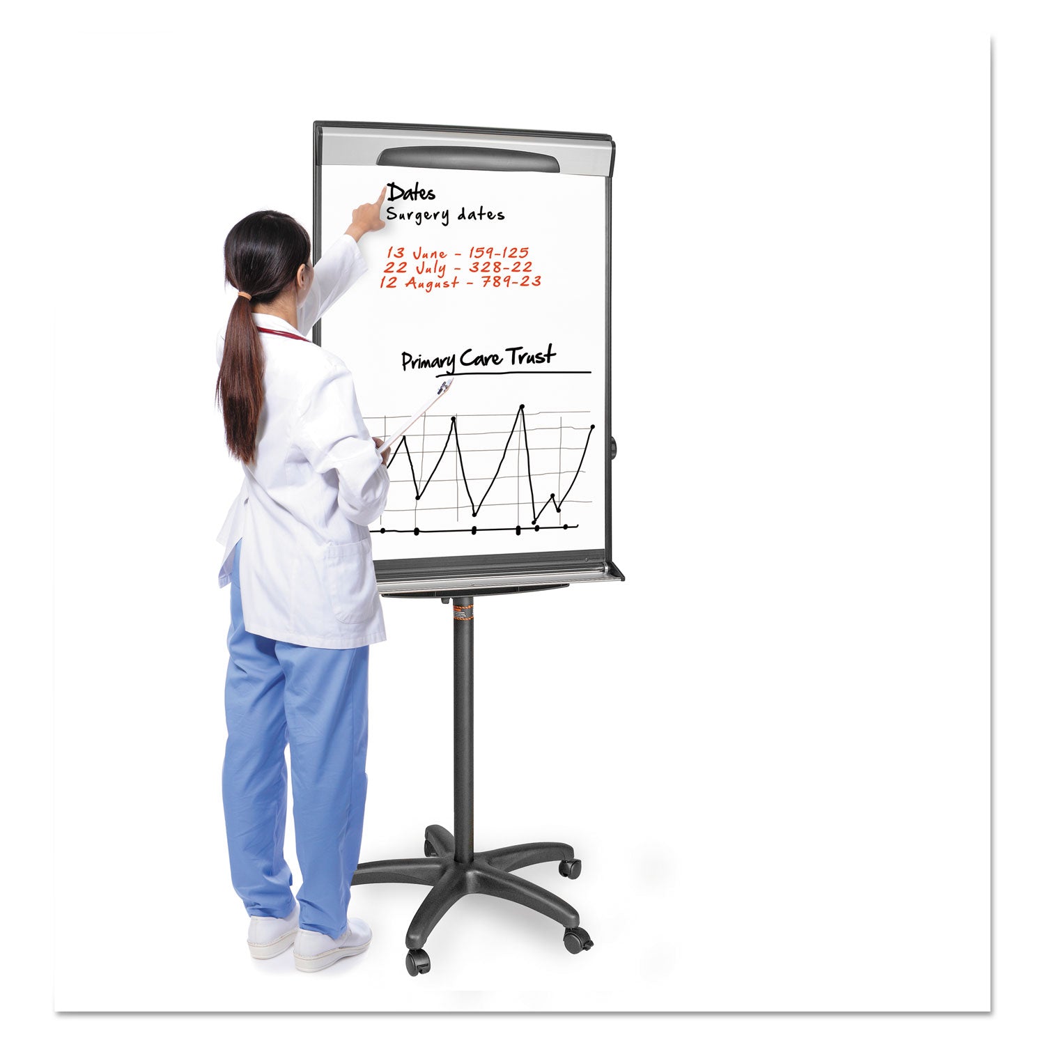 Tripod Extension Bar Magnetic Dry-Erase Easel, 69" to 78" High, Black/Silver