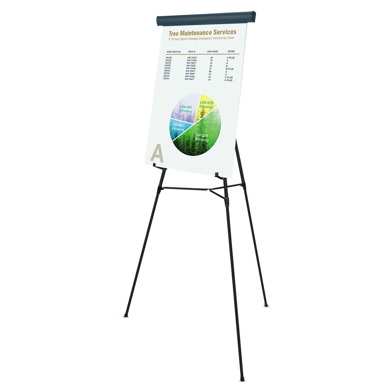 Telescoping Tripod Display Easel, Adjusts 38" to 69" High, Metal, Black - 