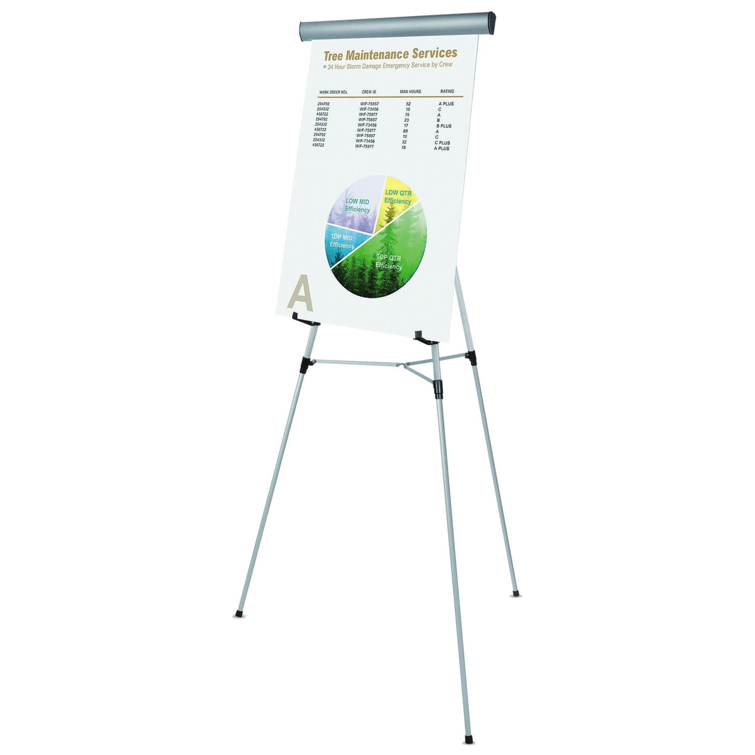 Telescoping Tripod Display Easel, Adjusts 38" to 69" High, Metal, Silver - 