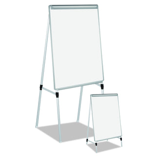 silver-easy-clean-dry-erase-quad-pod-presentation-easel-45-to-79-high-silver_bvcea2300335mv - 2