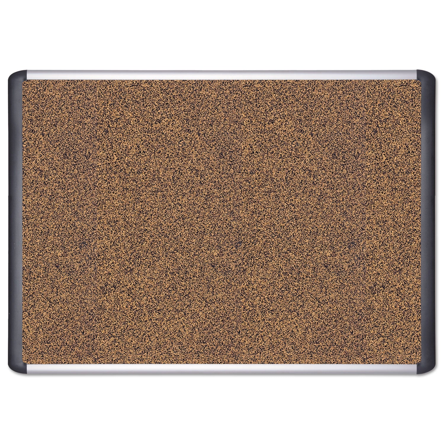 Tech Cork Board, 36 x 24, Tan Surface, Silver/Black Aluminum Frame - 