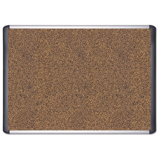 Tech Cork Board, 36 x 24, Tan Surface, Silver/Black Aluminum Frame