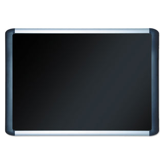 Soft-touch Bulletin Board, 48 x 36, Black Fabric Surface, Aluminum/Black Aluminum Frame - 