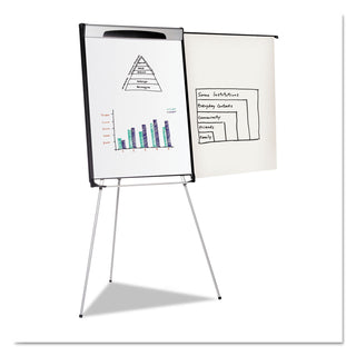 Tripod Extension Bar Magnetic Dry-Erase Easel, 39" to 72" High, Black/Silver