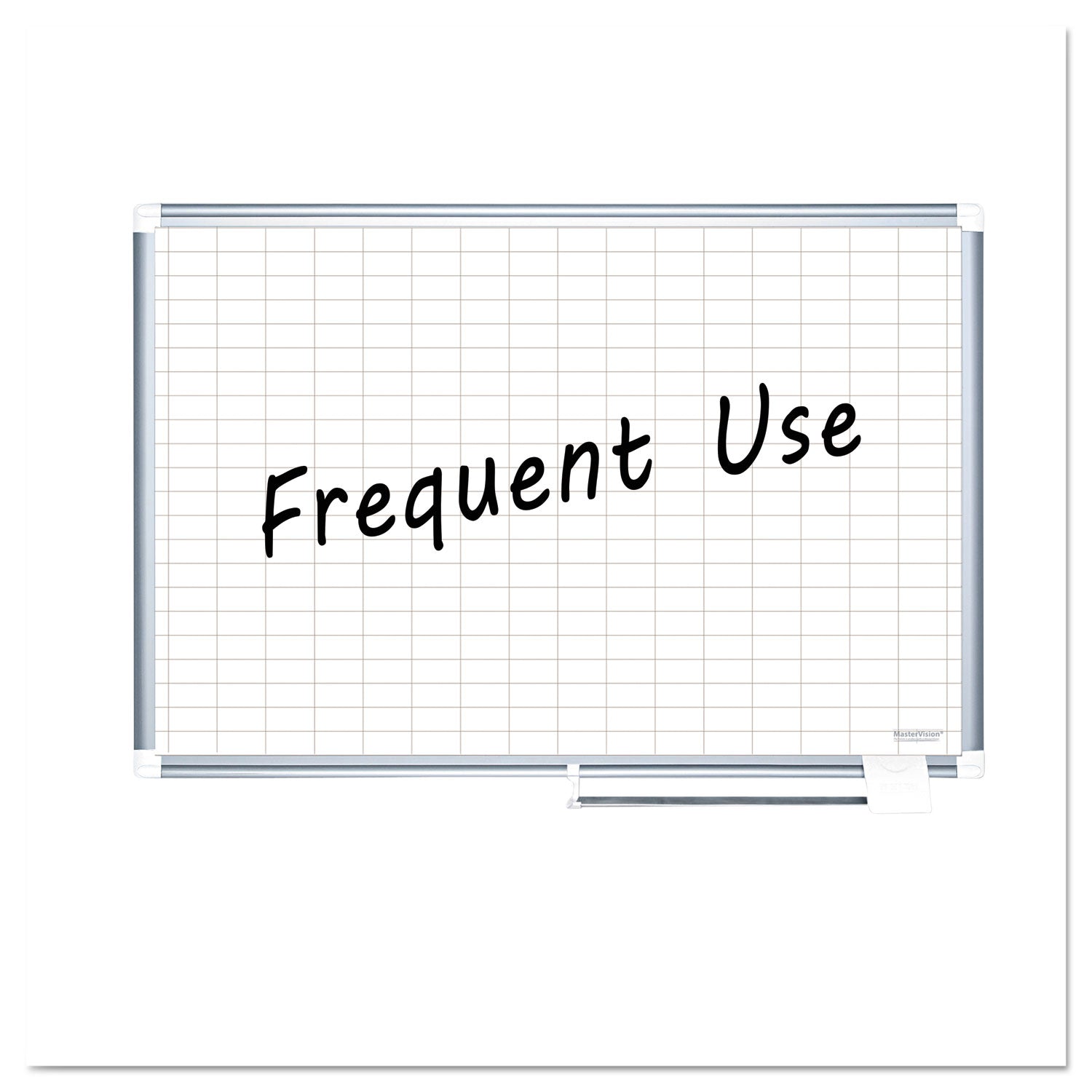 Gridded Magnetic Steel Dry Erase Planning Board, 1 x 2 Grid, 36 x 24, White Surface, Silver Aluminum Frame - 