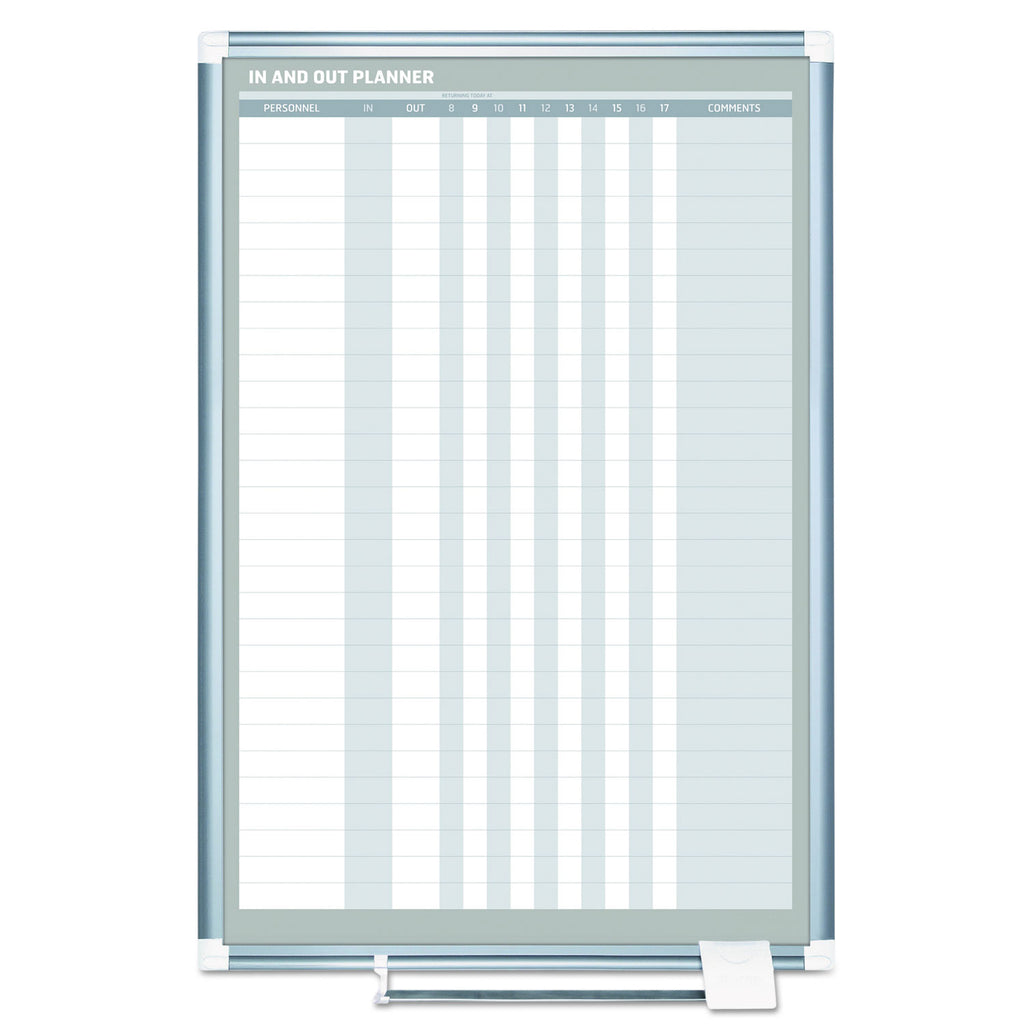 In-Out Magnetic Dry Erase Board, 24 x 36, White Surface, Silver Aluminum Frame - 