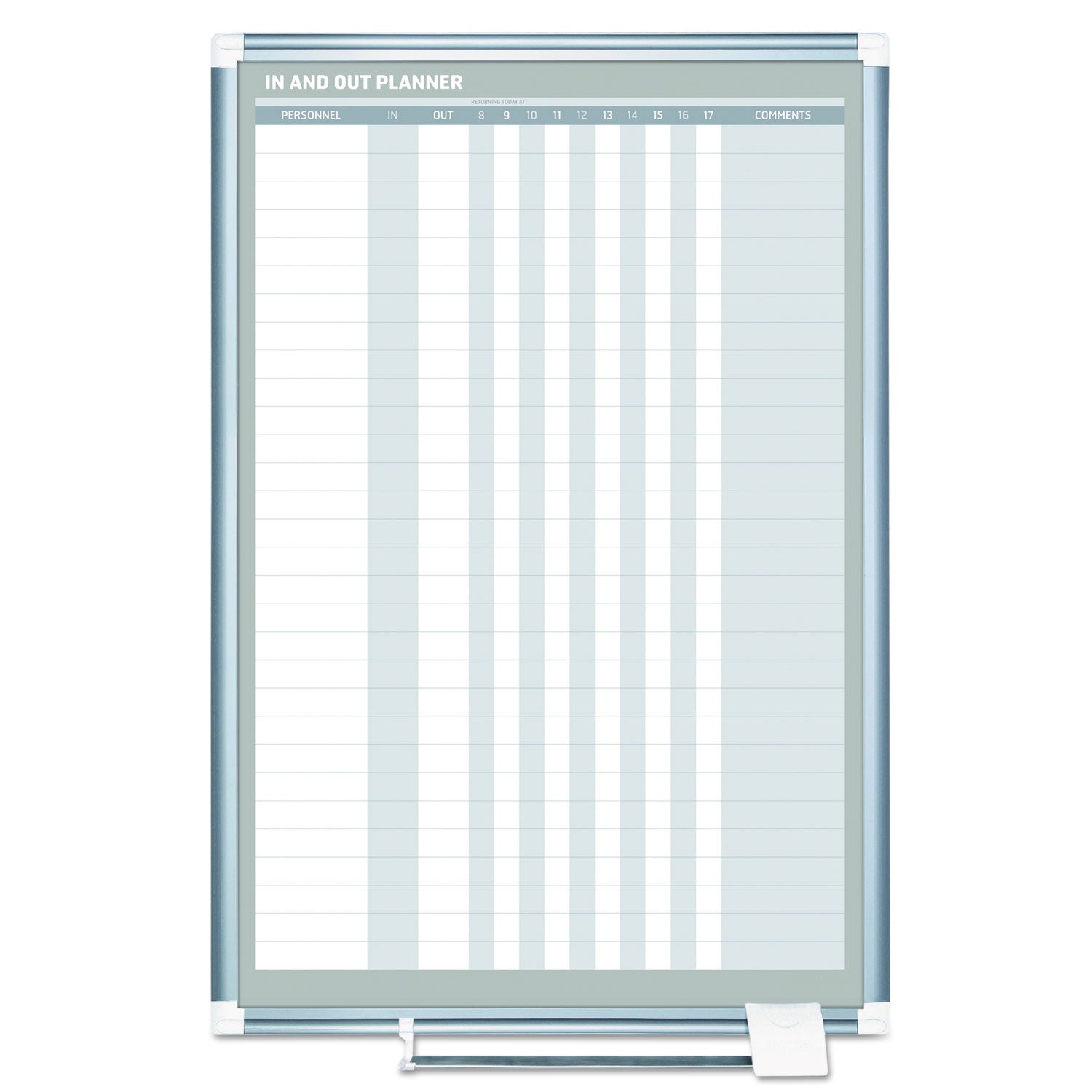 In-Out Magnetic Dry Erase Board, 24 x 36, White Surface, Silver Aluminum Frame - 