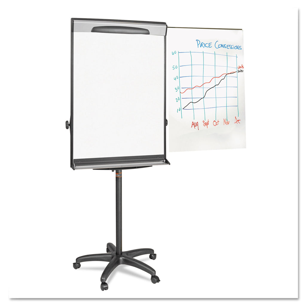 Tripod Extension Bar Magnetic Dry-Erase Easel, 69" to 78" High, Black/Silver