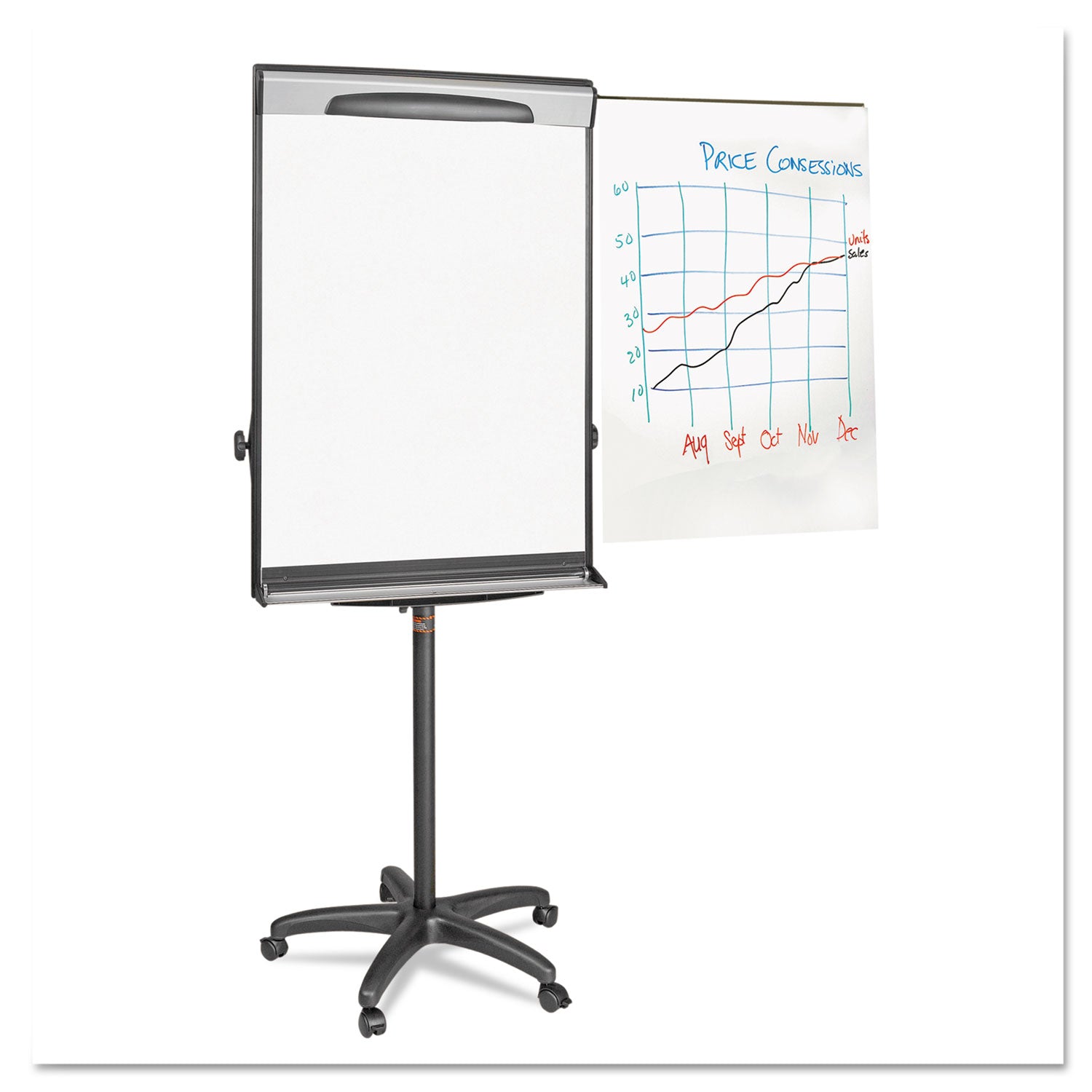 Tripod Extension Bar Magnetic Dry-Erase Easel, 69" to 78" High, Black/Silver - 