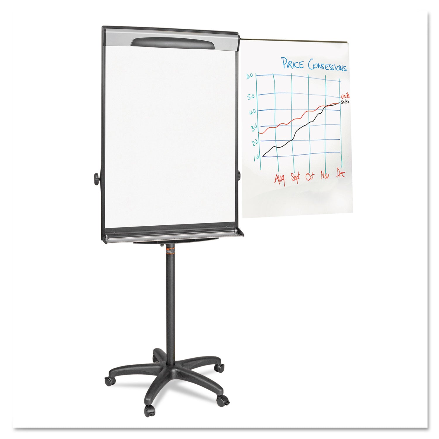 Tripod Extension Bar Magnetic Dry-Erase Easel, 69" to 78" High, Black/Silver