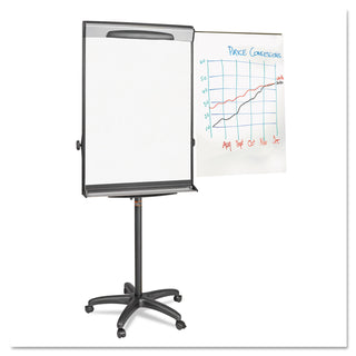 Tripod Extension Bar Magnetic Dry-Erase Easel, 69" to 78" High, Black/Silver