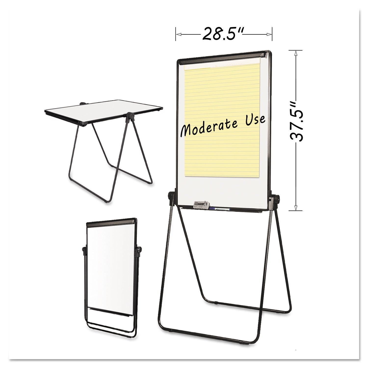 Folds-to-a-Table Melamine Easel, 28.5 x 37.5, White, Steel/Laminate - 