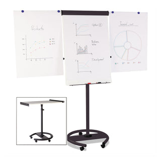 360 Multi-Use Mobile Magnetic Dry Erase Easel, 27 x 41, White Surface, Black Steel Frame