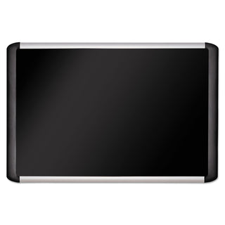 Soft-touch Bulletin Board, 36 x 24, Black Fabric Surface, Aluminum/Black Aluminum Frame - 