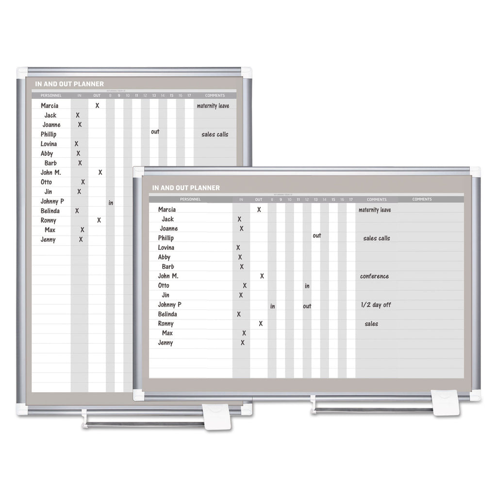 In-Out Magnetic Dry Erase Board, 24 x 36, White Surface, Silver Aluminum Frame - 