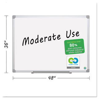 Earth Silver Easy-Clean Dry Erase Board, Reversible, 48 x 36, White Surface, Silver Aluminum Frame - 