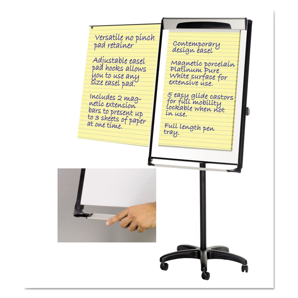 Platinum Mobile Easel, 29 x 41, White Surface, Black Plastic Frame