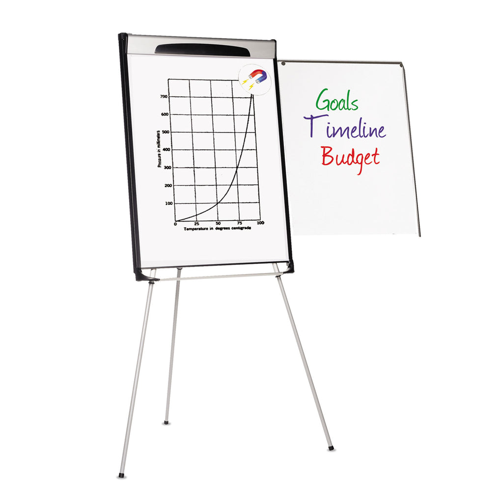 Tripod Extension Bar Magnetic Dry-Erase Easel, 39" to 72" High, Black/Silver