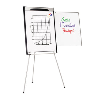 Tripod Extension Bar Magnetic Dry-Erase Easel, 39" to 72" High, Black/Silver
