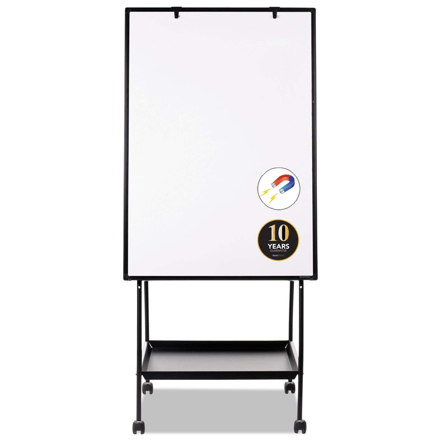 Creation Station Magnetic Dry Erase Board, 29.5 x 74.88, White Surface, Black Metal Frame - 