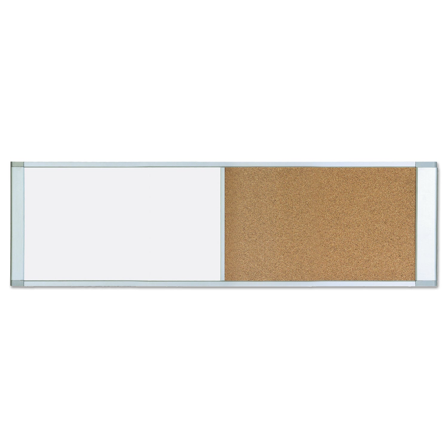 Combo Cubicle Workstation Dry Erase/Cork Board, 48 x 18, Tan/White Surface, Aluminum Frame - 