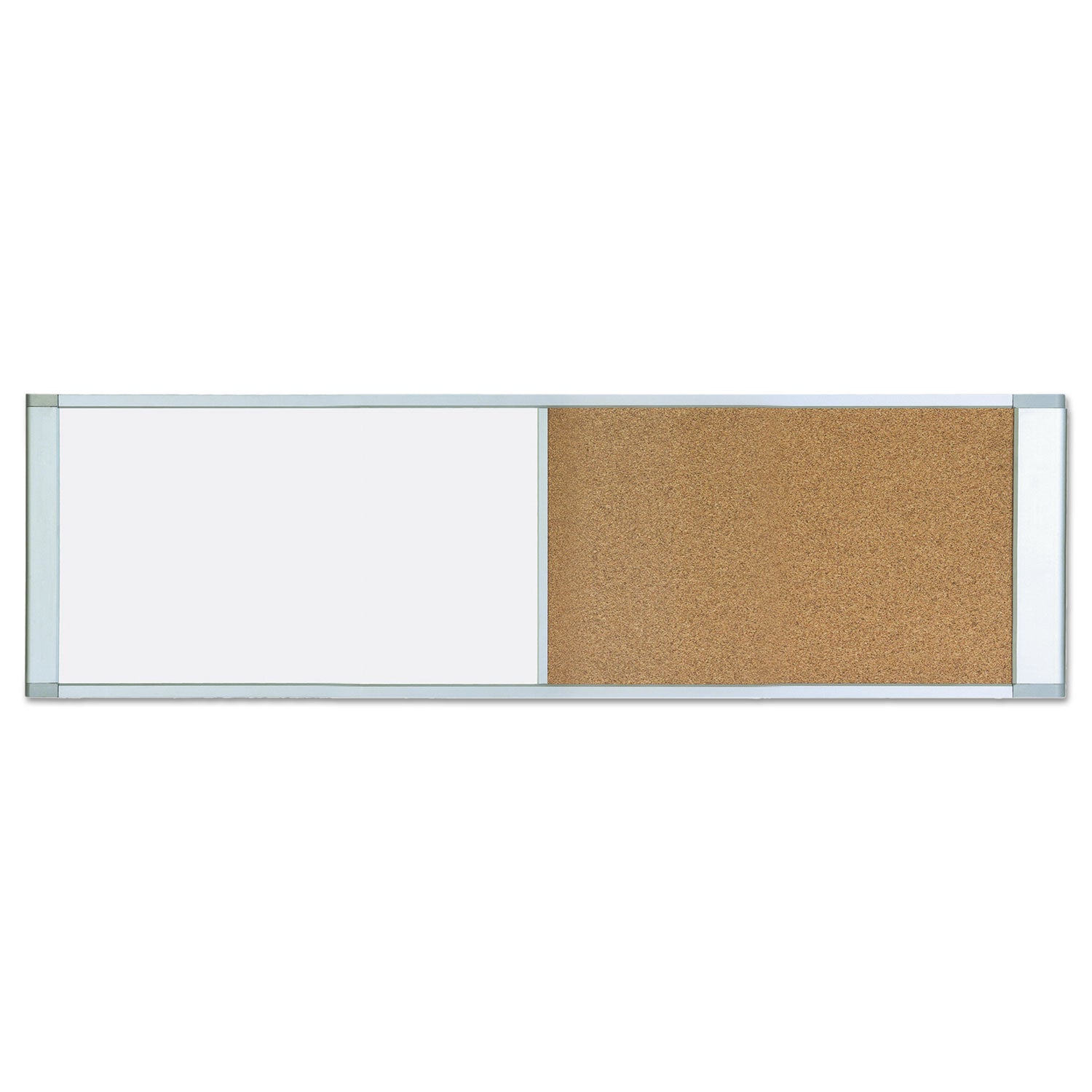 Combo Cubicle Workstation Dry Erase/Cork Board, 48 x 18, Tan/White Surface, Aluminum Frame