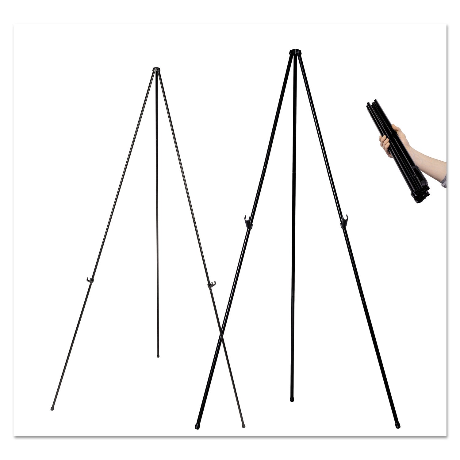 Instant Easel, 61.5" High, Black, Steel, Lightweight - 