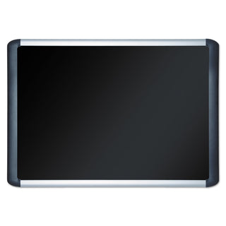 Soft-touch Bulletin Board, 36 x 24, Black Fabric Surface, Aluminum/Black Aluminum Frame - 
