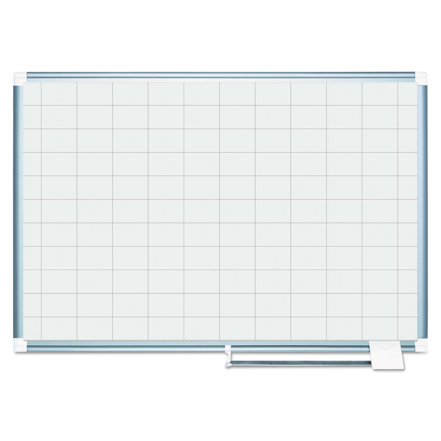 Gridded Magnetic Steel Dry Erase Planning Board, 2 x 3 Grid, 48 x 36, White Surface, Silver Aluminum Frame - 