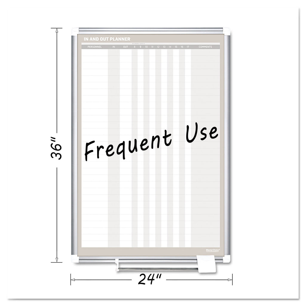 In-Out Magnetic Dry Erase Board, 24 x 36, White Surface, Silver Aluminum Frame - 